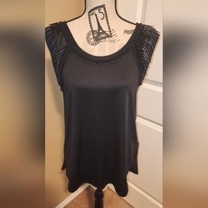 Guess Brand Black Beaded Fringe Women's Tank Top